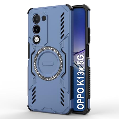 Image of Zapcase Back Case Cover for Oppo K13x 5G | Magnetic Case with Built-in Metal Ring | Supports MagSafe Charger, Wallet & Car Mount | Shockproof Hybrid PC + TPU | Blue