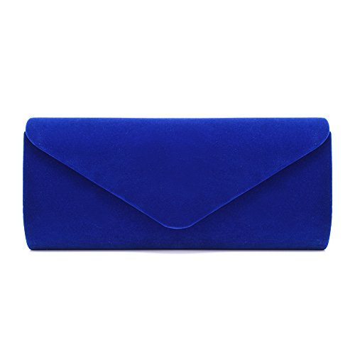 U-Story Women's Evening Wedding Party Velvet Envelope Clutch Bag Tote Purse Handbag (Blue) #TOP1