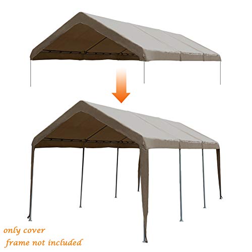 Abba Patio 10 x 20-Feet Carport Replacement Top Canopy Cover for Garage Shelter