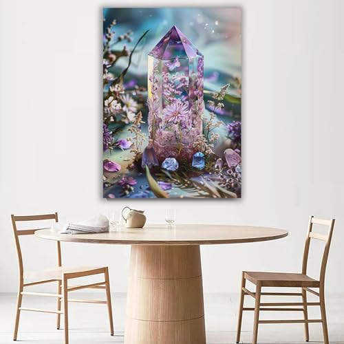 Impression sur toile 60x80cm fleurs tableau encadré pour salon - 4