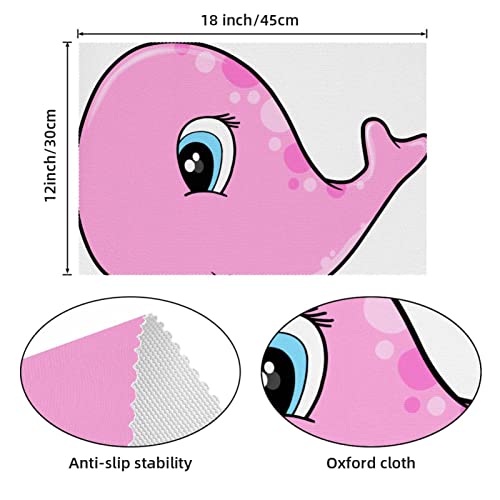 Cute Pink Spotted Girl Whale Placemats 12 X 18 Inch For Holiday Decorations #TOP2