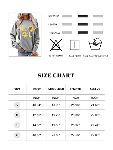 Anbech Sunflower Graphic Sweatshirt Women Dog Paw Print Love Dog Funny Long Sleeve Tee Top Pullover #TOP6