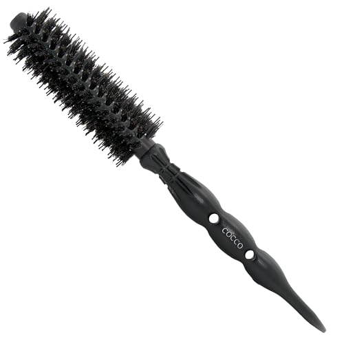 COCCO Black Series Professional Ceramic Boar Round Brush, Beechwood Handle