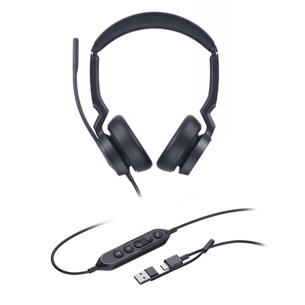 Yealink UH46 Dual USB Wired Headset con adattatore USB-C/A, variante Teams