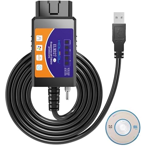 KOLSOL ELM327 OBD2 USB V1.5 Adapter with MS-CAN/HS-CAN Switch, Test Tool for ELMconfig Software CH340+25K80 Chip Cover