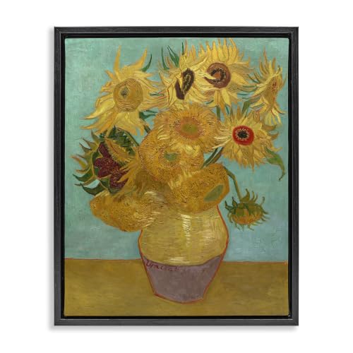 Van Gogh Sunflowers Post, 25 x 31 Inch Canvas in Floater Frame