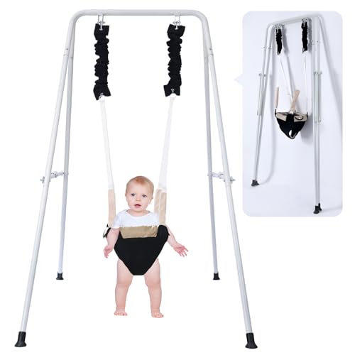 Hapfan Upgraded Baby Jumper with Foldable Stand, Baby Jumpers and Bouncers for Indoor Outdoor Play