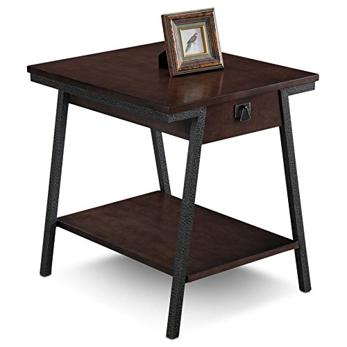 Image of Leick Home 11407 Empiria One Drawer Side Table, Walnut and Foundry Bronze