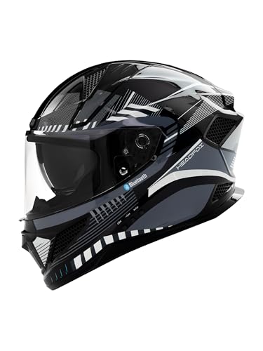 Image of HEADFOX N2F Track Full Face Bluetooth Helmet for Bike | Waterproof Smart Helmet for Men & Women | Built-in Bluetooth for Calls, ENC, Music & GPS | Voice Assist | ISI Certified