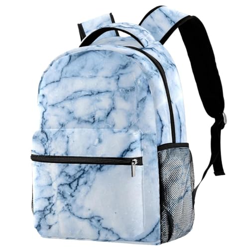 Sac d'école confortable marbre bleu contre le mal de dos