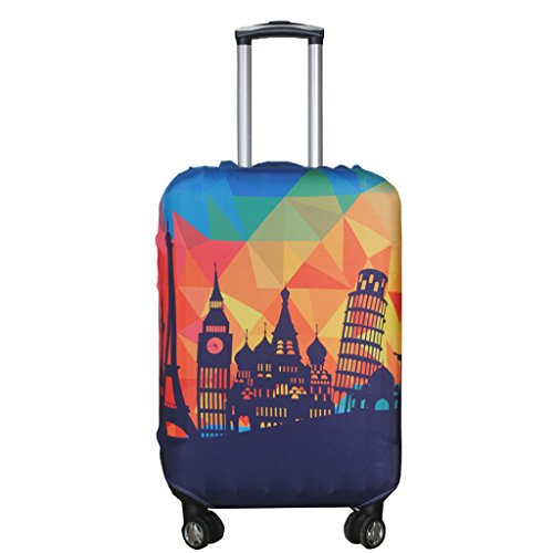 Image of Explore Land Travel Luggage Cover Air Approve Suitcase Protector Fits 18-32 Inches Case, Modern City, S, Luggage Cover
