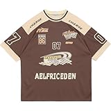 Aelfric Eden 90s Oversized T Shirts Unisex Graphic Jersey Printed Casual Tees Streetwear Vintage Summer Top Tshirt Coffee