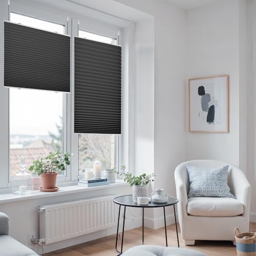 BelleMax Plissee ohne Bohren Klemmfix, Schwarz 70x180cm(BxH), Easyfix lichtdurchlässig Sichtschutz und Sonnenschutz… – Ansicht 6