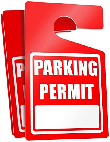 Parking Permit Hang Tags (Red) - 25 Tough Thick Re-Usable Weatherproof Passes for Car Or Vehicle Rear View Mirror/Perfect for Employees, Residents, Tenants and More 3" x 5" by MESS
