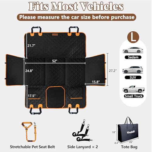 VIVASNIFF Dog Car Seat Cover for Back Seat – 900D Oxford Heavy Duty Hard Bottom Extender, Waterproof Dog Hammock with Mesh Window, Joint-Friendly Sponge Pad, Supports 600LBS – Fits Sedan/SUV by VIVASNIFF - Image 5