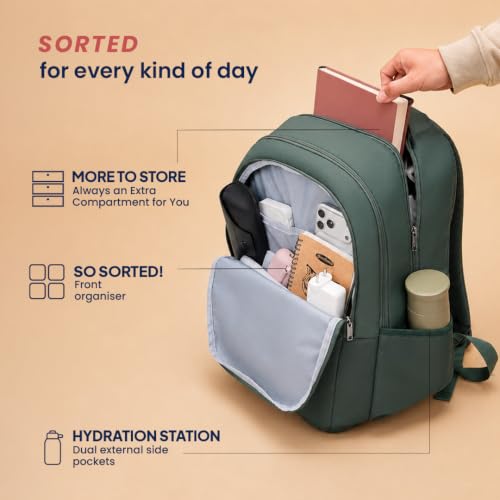 Image of American Tourister Nexa Style 01 | 36L Backpack | Casual Bag | 3 Compartments | School & College Backpack for Men and Women | Olive | 1 Yr Global Warranty