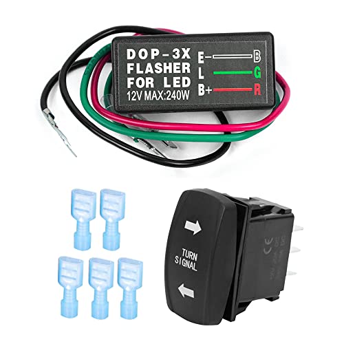 Culmkari Turn Signal Rocker Switch With Flasher Green Led On/Off/On Atv Utv Kit Compatible With Rv Vehicle Off-Road Pickup Tractor Boat Motorcycle 4Pin Ip67 Universal Motor Internal Switch #TOP1