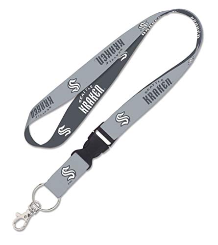 WinCraft NHL Seattle Kraken Charcoal 1'' Width Lanyard w/Detachable Buckle (16 Inch Opening)