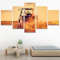 SIGNWIN 5 Panel Canvas Wall Art Modern Art Cars Edgy Industrial Mixed Media Multicolor Transportation for Home Decorations Ready to Hang - 60