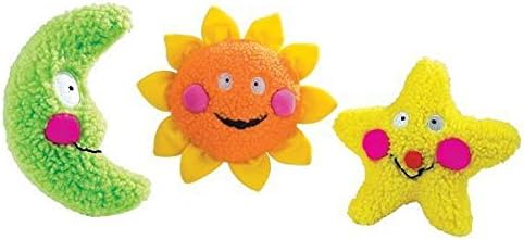 Zanies Smiling Colorful Celestial Dog Toys Berber Moon Star Sun Toy or Set of All Three(Set of All 3 Toys)