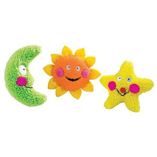 Zanies Smiling Colorful Celestial Dog Toys Berber Moon Star Sun Toy or Set of All Three(Set of All 3 Toys)