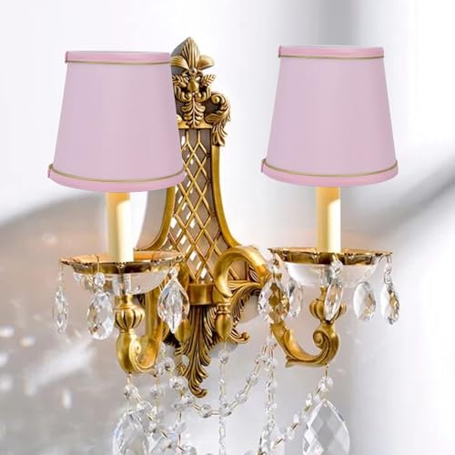Small Pink Lamp Shades Set of 2, European Style Barrel Fabric Lampshade Small Lamp Shade for Table Lamps Replacement Table Chandelier - Image 4