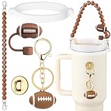 Skylety 5 Pcs Silicone Cup Accessory Set Compatible with Stanley Cup Including Silicone Beaded Bottle Strap, 3D Keychain, Straw Cover, Rubber Cup Ring for 8-40 oz Tumbler