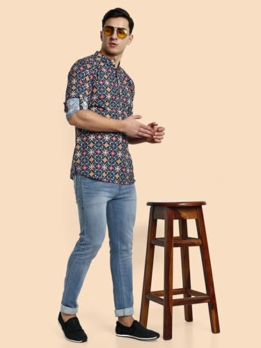 Image of Vardha Men's Cotton Printed Short Kurta with Comfortable Fit and Simple Style and Regular Look | Kurta for Men