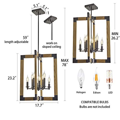 8 Light Farmhouse chnadelier for Bedroom, Wood Chandelier with Oil Rubbed Bronze Finish, Rustic Light Fixtures for Dining Room, Living Room and Foyer - Image 4