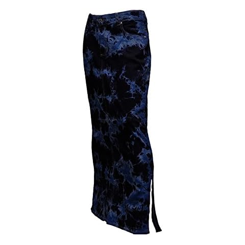 Clove Long A Line Tie Dye Denim Full Elastic Skirt (12) Cover