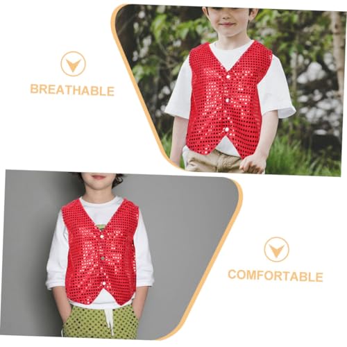 Boys and Girls Sequin Vest for Boys and Girls Party Prop Hip Hop Jazz Dance Waistcoat Red Vest for Cosplay Performance3