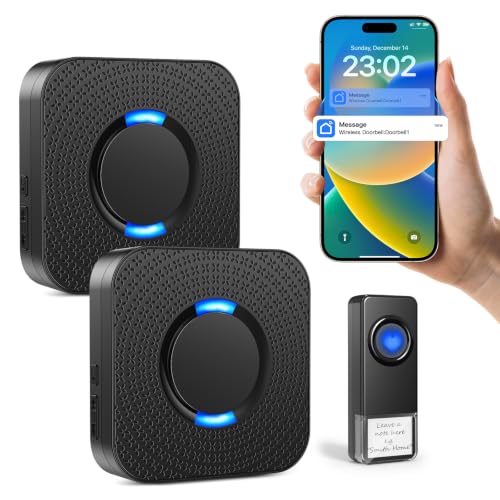 Wireless Doorbell with 2 Receivers, WiFi Door bell Chime wit