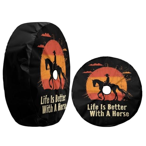 Image of Delerain Spare Tire Cover with Backup Camera Hole Horse Lovers Wheel Covers Waterproof Dust-Proof UV Sun Universal Fit for RV Trailer RV SUV Truck (18 Inch for Diameter 32 inch-34 inch)