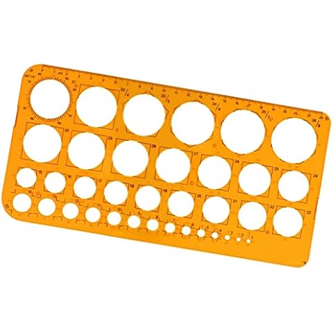 Circle Stencil Template, Circle Template with 36 Circles, Circle Stencils for Painting, Circle Ruler for Drawing Aids, Quilling Template, Transparant Orange Cover