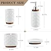 RQYIXI Elegant 4 PCS Ceramic&Wood Bathroom Accessories Set:Soap Dispenser,Toothbrush Holder,Tumbler,Soap Dish,Easy to Clean,Quatrefoil Pattern,White-Affordable Luxury for Home Decor Enthusiasts #2