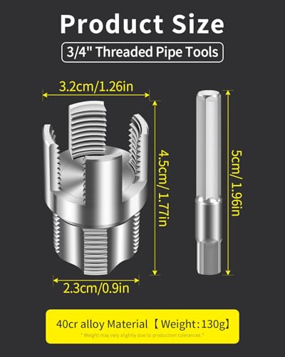 Image of Internal & External Pipe Threading Tool, PVC Pipe Threader, Pipe Threading Tool, 1 /2'' 3 /4'' Dies Electric Drill Compatible for Home Repair (2PCS) (3 /4(DN20))