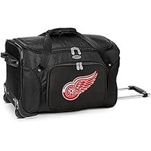 Denco Detroit Red Wings Lightweight 22-inch Wheeled Duffel Bag with Telescopic Handle - Perfect Overnight Bag for Travel, Weekend Getaways, Airports, Gym, and Commuting Black