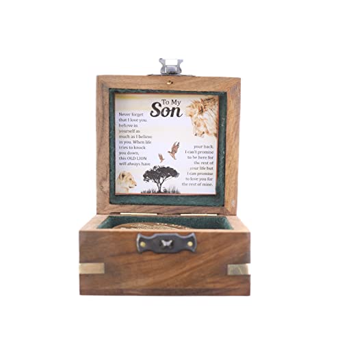Brújula de sundial personalizada para hijo con estuche | Regalo único para hijo, de papá a hijo, de mamá a hijo, regalo para nieto | Brújula de bolsillo con grabado inspirador (estuche de madera) miniatura 4