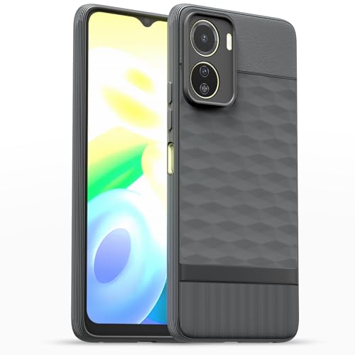 Image of Pikkme Back Cover for Vivo Y16 Camera Protection 3D Hexa Cube Design Silicone Protective Bumper Case (Grey)