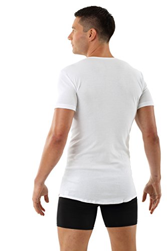 Men's v-Neck Business Undershirt with Short Sleeves 100% Organic Cotton White3