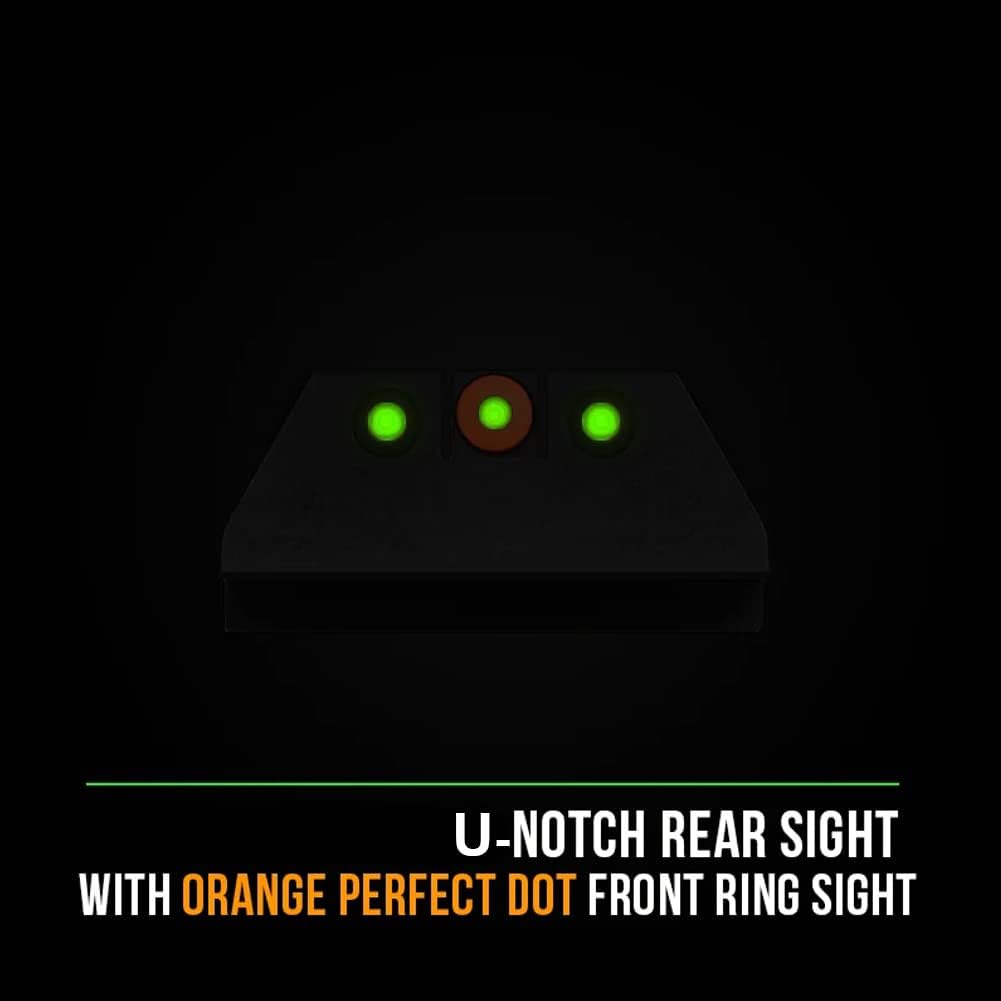 Night Fision Tritium Night Sight Set for CZ USA P-07/P-09 - Perfect Dot Front Sight with Added Daytime Ring - Front Ring Color Options - Various Sight Styles