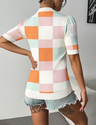 Image of Zeagoo Womens Short Sleeve Sweaters Soft Casual V Neck Pullover Tops Lightweight Knit Sweater Blouse