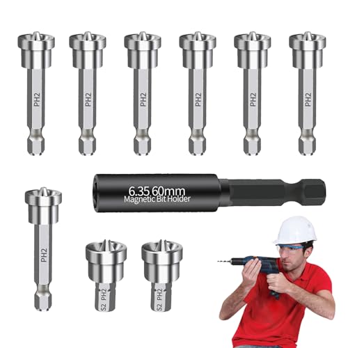Accesorio de Taladro para Pladur - 10 Piezas Accesorios Magnéticos de Posicionamiento para Taladro | Brocas Destornillador Albañilería | Para Hormigón Yeso Mampostería Metal Azulejo Cerámica Piedra