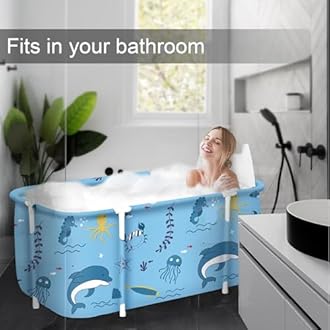 Portable Foldable Bathtub,Foldable Soaking Bathtub for Adults, Freestanding Bathtubs, Hot Bath Tub, Ice Bath, Family Bathroom SPA Tub