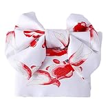 Panda Legends Japanische traditionelle vorgebundene Obi Gürtel Goldfisch Weiß Obi Kimono Yukata Robe Cosplay Zubehör