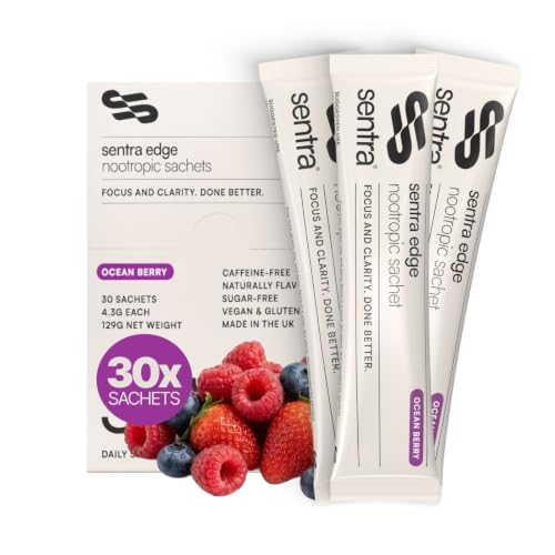 Sentra Nootropic Brain Supplement | 30x Berry Sachets for Focus Concentration Brain Fog Memory & Cognitive Function | Caffeine Free Brain Boost with Lions Mane Ginkgo Biloba & B Vitamins