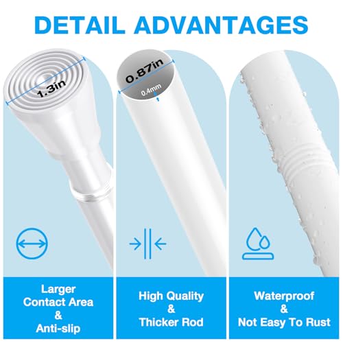 Image of MEXAU 1Pack Spring Tension Curtain Rod 44-77 inch White Small Tension Rod