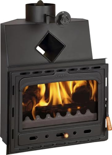 Insert de cheminée Prity AC 14 kW | Insert de poêle à bois A+ | Tuyau de fumée Ø 200 mm | Porte en fonte | Compact et efficace | Haut rendement