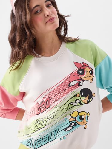 Image of The Souled Store Official Powerpuff Girls: Good, Bad & Bubbly Women Oversized Sweatshirts