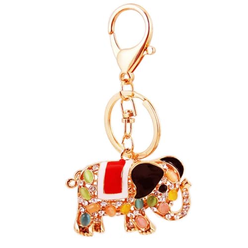 Llavero de aleación de ópalo con elefante, llavero de coche, para mujer, mochila, colgante, color, Color, Talla única